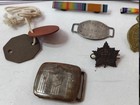 Ww1 Canadian 151st Battalion Medal Group Dog Tags Badges Trench Lighter Docs