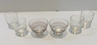 Vintage Six Bar Shot Glasses  Two Designs  Clear Glass With Mcm Designs 