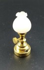 Dollhouse Miniature Battery Operated Led Gold Table Lamp  Frosted Glass Shade