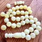 Big White Natural Baltic Amber 46g  Islamic Prayer Rosary 13mm  33 Beads Tasbih
