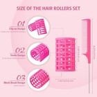 12pcs Snap Hair Rollers Small Pink Curlers With Rat Tail Comb For Styling Tools