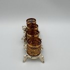 Vintage Brass   Silver Tone Cherub Lipstick Holder Ornate Filigree Vanity Decor
