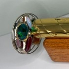 Sheryl Koch 9    Twisted Brass Kaleidoscope Signed 1988 Double Wheel Wood Stand