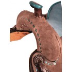 Barrel Saddle 10  Youth Chocolate Leather Turquoise Suede Seat Dusty Azul