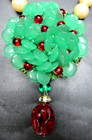 Amazing French Red   Green Glass Ruffle Vintage Glass Pearl Necklace