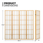 6ft Tall 4 Panel Wood Folding Room Divider Shoji Partition Privacy Fabric Screen