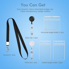 3 Pack Id Card Name Badge Holders Retractable Clip  Premium Badge Reel With 24 I
