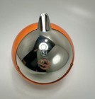 Rare Space Age Ball Ashtray Spherical Flip Top Orb Orange Metal 1970 s Quist Vtg