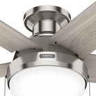 Hunter Fan 52 In Low Profile Brushed Nickel Ceiling Fan With Light  Pull Chain