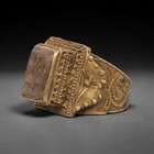 Antique Signet Ring Brass Intaglio Carnelian Qajar Dynasty