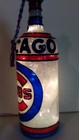 Chicago Cubs Inspired Bottle Lamp Hand Painted Lighted Stained Glass Look