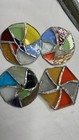 Vintage Stained Leaded Glass Gemstone Kaleidoscope X3 And 9 Spinning Disk