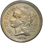 1870 3-cent  Pcgs Holder Au Detail
