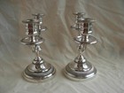 Pair Of Antique French Silverplated Bronze Candle Holders early 20th Century 