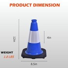 8 Pack 12 Inch Blue Safety Cones Durable W  Black Base Driveway Markers Skating