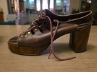 Vintage Hippy 70   s Fanfares Leather Platform Heel Shoes 