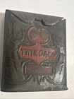 Antique Twin Oaks Mixture Embossed Pocket Tobacco Tin W attached Rounded Top Lid