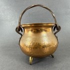 Vintage Hammered Copper Cauldron Pot With Feet   Wrought Iron Handle