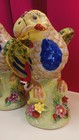 Vintage Majolica Ceramic Parrots Bird Figurines Pair Of 2 Vibrant Decor