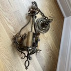 1920 s  Spanish Revival Gothic 3 Light Fixture Vintage  Antique Brass Finish
