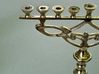 Judaica Heavy Brass Menorah Art Nouveau Signed By Artist