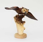 12  Wooden Handmade Owl Figurine Statue Painted Sculpture Hoot Bird Hand Carved