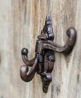 Vintage Cast Iron Victorian Wall Folding Hat Coat Rack 3 Hook Swivel Swing Arm