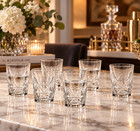 3 Oz Cut Crystal Vodka Shot Glasses  6-pc Glassware Set Geometric Pattern