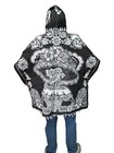2xl Mexican Poncho With Hood   Catrina   Blanket   One Size   Black   Skull