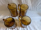 4 Vintage Amber Mug Glass Drinking Stein  With Handle Beer Mug Set 4