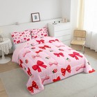 Feelyou Kids Pink Bowknot Bedding Set Twin Size Cute Strawberry Bow Tie