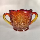Carnival Glass Indiana Red Sunset Amberina Glass Sugar Bowl Vintage