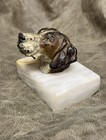Antique Cold-painted Bronze   Onyx St  Bernard Dog Paperweight