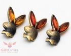 Brass Amber Playboy Rabbit Hare Brooch Ironwork