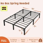 14 Inch Full Size Metal Bed Frame - Heavy Duty Platform  No Box Spring  Black