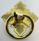 Eastlake Victorian Style Solid Brass   Nickel Single Post Ring Pull Handle Bail