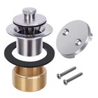 Primsoph Lift Turn Tub Drain Trim Kit Two Hole Overflow Conversion Brushed