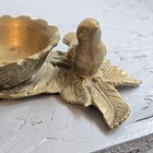 Vintage Solid Brass Bird With Leaves Dish Trinket Holder Ashtray Patina 5 