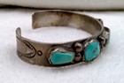Bracelet Cuff Vintage Navajo Sc Nastacio Turquoise Sterling Silver 1970 s Size 6