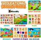 7 Pack Wooden Peg Puzzles For Toddlers Learning Toys Ages 2-5