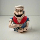 Popeye Cast Iron Mechanical Coin Bank With Painted Antique Finish  6  X 5  