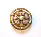 Antique Hatpin Pink Marbled Glass With Pearls