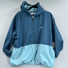 Vintage Nike Jacket Youth Xl Blue 1 2 Zip Hooded Windbreakr Swoosh 90s Y2k Retro