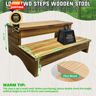 Long Wooden Step Stool  2 Steps Wood Stool With 26 8 lx 11 9 h  Burnt Look 