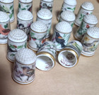 Thimbles   Franklin Mint  garden Birds  By Peter Barret   18 Porcelain 1979