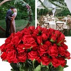 12pcs Artificial Silk Flowers Realistic Roses Bouquet Long Stem For Home Wedd   