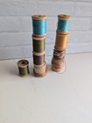 Belding Corticelli Lot Of 9 Antique Cotton Thread On Wooden Spools  Clean  Used