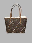 Michael Kors Jet Set Brown Multi Airplane Print Medium Carryall Tote Bag Nwt