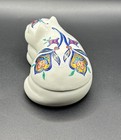 Byzantium Cat Trinket Box Elizabeth Arden Porcelain Hand Painted Japan Blue Gold