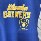 Vintage 80s Milwaukee Brewers Mlb Logo 7 Baseball Jersey Shirt Size L Xl Button